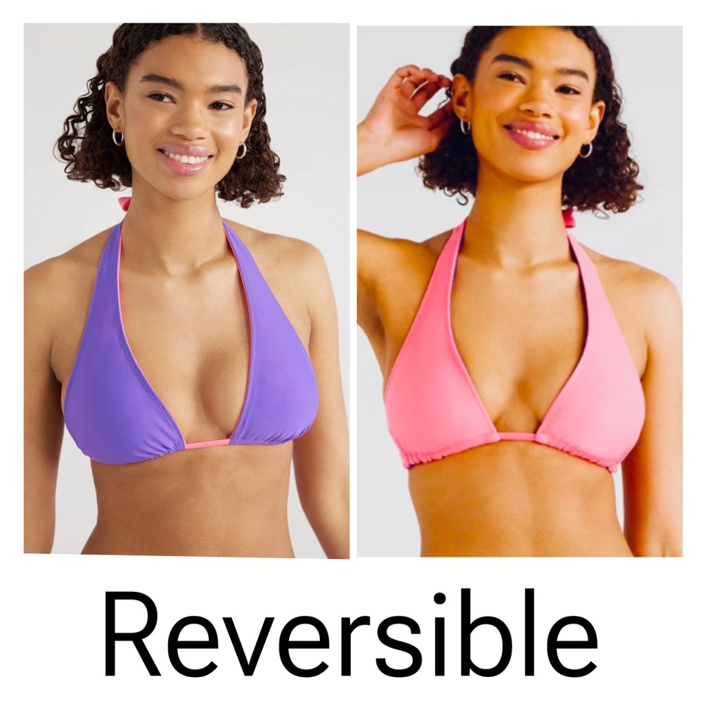 NWT No Boundaries Reversible Halter Bikini Swim Top